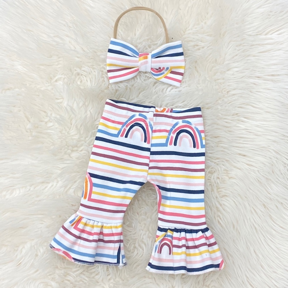 Preemie rainbow belle pants and bow